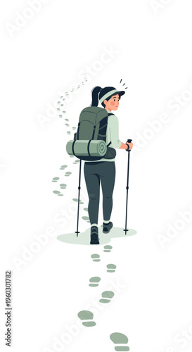Joyful Hiker With Backpack And Trekking Poles Embarking On A Scenic Trail Adventure