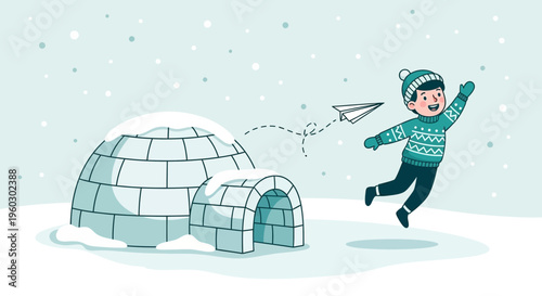 Joyful Winter Play with Igloo and Paper Airplane Fun