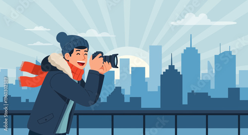 Joyful Winter Photographer Captures Cityscape Views