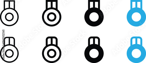 Set of medal icons, vector illustration of award symbols, simple flat design for achievement and competition