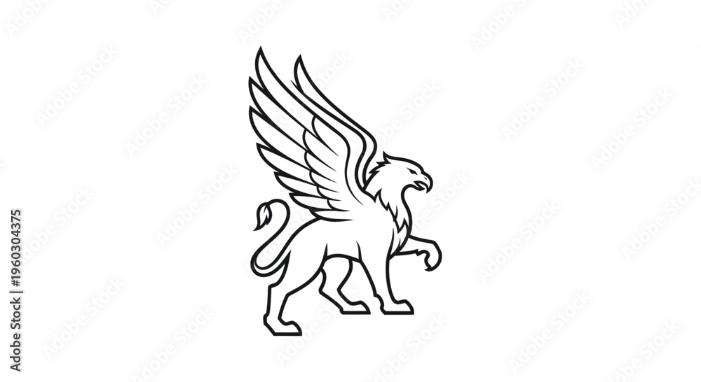 Obraz premium Mythical Griffin Symbol Outline - Majestic Creature of Legend