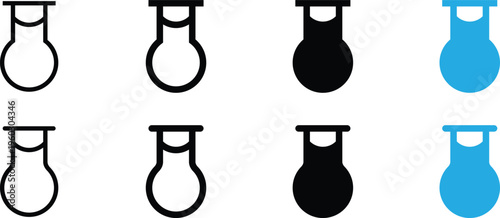 Set of laboratory flask icons, chemical glassware symbols, vector illustration