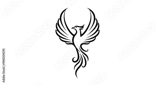 Phoenix bird logo, mythical creature, stylized illustration, rebirth symbol, freedom