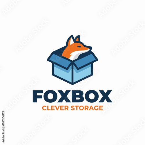 This logo features a clever fox peeking from a box, symbolizing innovative and clever storage solutions for companies aiming to project reliability and creativity.