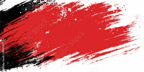 A red grunge background features artistic ink splats and blood-like paint splatters with a textured vector design, creating a dirty pattern illustration perfect for a bold wallpaper backdrop