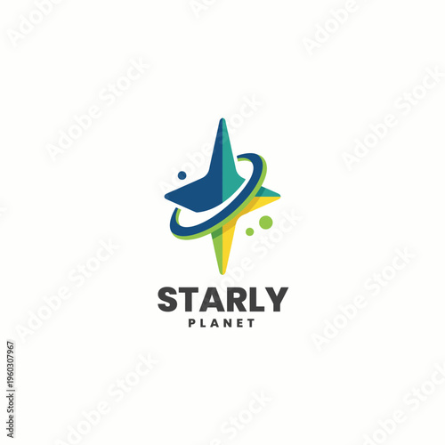 This logo captures the essence of a cosmic adventure with a stylized star and planets, symbolizing exploration and innovation for a modern brand focused on the universe.