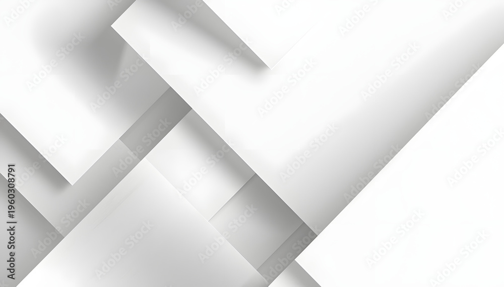 Fototapeta premium white geometric abstract background with layered shapes and soft gradient shadows, modern design, 8k