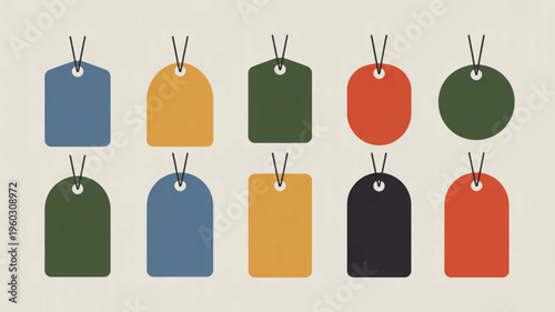 Set of blank price tags and labels with colorful paper design for shopping, retail sales, promotions, and business use as vector icons and illustration elements