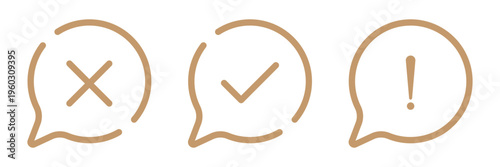 Right, wrong, tick, cross, checkmark, exclamation, question mark icons set in colorful outline and solid vector illustration.