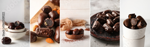 Collage of many sweet choco...