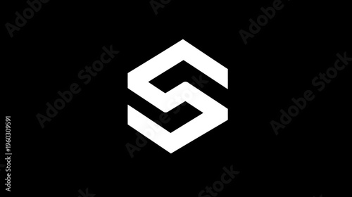 Abstract S letter symbol, modern geometric design, initial monogram icon, minimalist black and white vector graphic element.