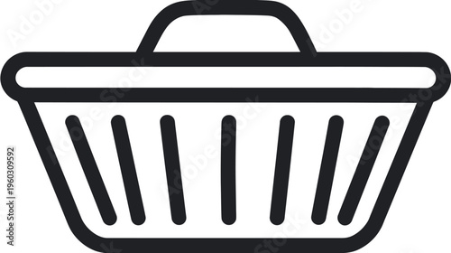 Shopping Basket Outline Icon. Minimalist Black and White Line Art Symbol for E-commerce, Retail, Market, Purchase, and Online Store.