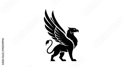 Mythical Griffin Silhouette Icon - Majestic Creature of Legend