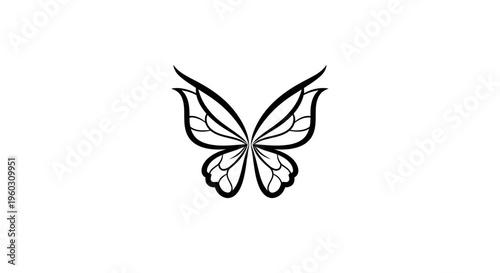 Elegant Butterfly Silhouette Tattoo Design Outline