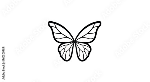 Simple black and white line drawing of a butterfly