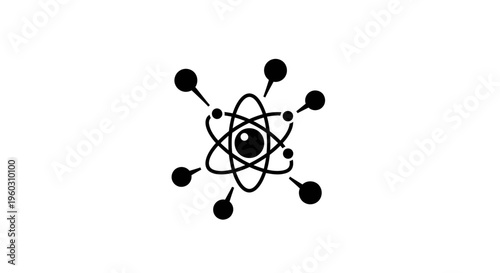 Atom Icon with Eye Symbol, Science and Vision Concept
