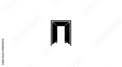 Abstract minimalist doorway silhouette on white background