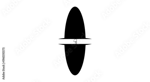 Abstract Black Oval Shape with White Line Dividing