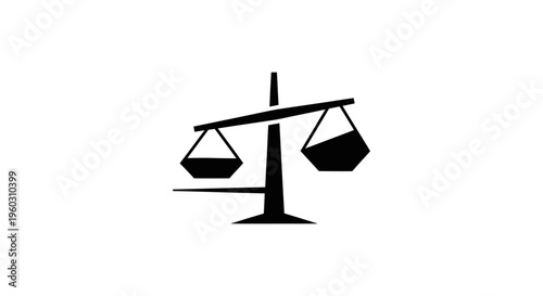 Balance scale icon, justice and legal symbol, weighing concept, black and white