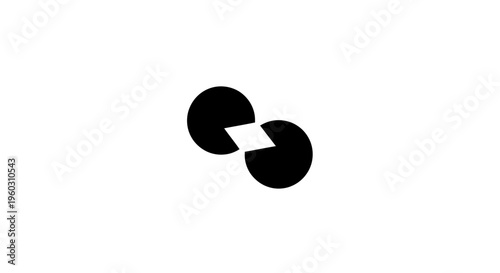 Abstract optical illusion with two black circles and a white rhombus