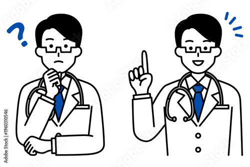 考える/ひらめく医師の男性　セット