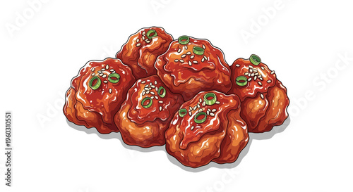 Crispy Korean Fried Chicken Wings with Spicy Glaze and Sesame Seeds