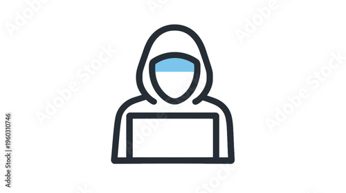 Hooded person icon with face mask. Anonymity, privacy, cybersecurity, hacker, secure identity, COVID-19 protection concept.