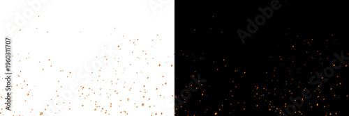 Fire embers particles with transparant background. Fire burn sparks background. Abstract dark glitter fire particles lights.