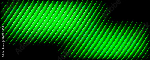 Dark green neon gradient ribbed glass. Vector ribbed glass texture background. Mesh gradient. acrylic ribbed bath surface. Reeded glass background semitransparent overlay. Bath wall window
