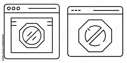 Outline web browser error pages showing access denied and restricted content