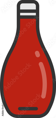 ケチャップのアイコン（線画カラー）のイラスト