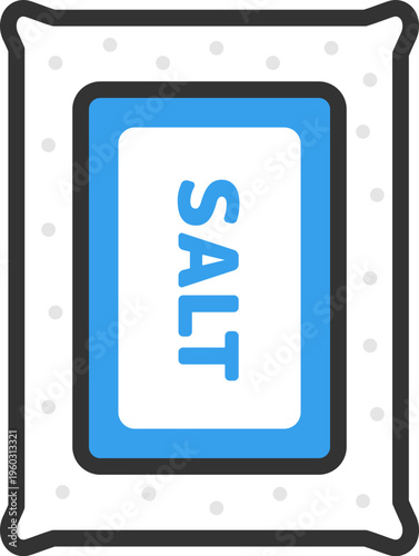 パック入った、塩のアイコン（線画カラー）のイラスト