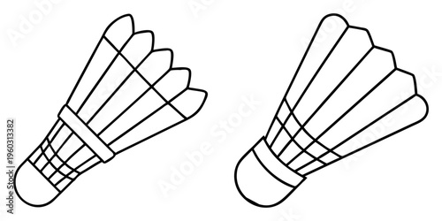 Outlined illustration of two badminton shuttlecocks, ready for a good rally