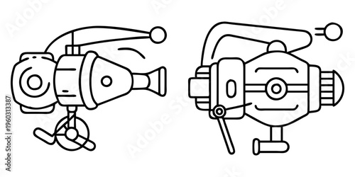 Vintage Movie Camera Illustrations Depicting Classic Film Technology and Photographic Equipment