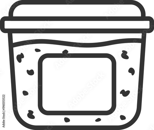 パックに入った、味噌のアイコン（線画）のイラスト