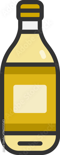 酢のボトルのアイコン（線画カラー）のイラスト