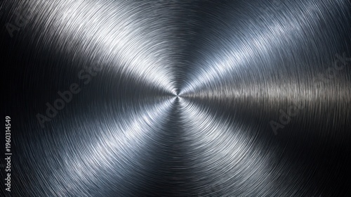Circular brushed metal texture with radial pattern and metallic sheen