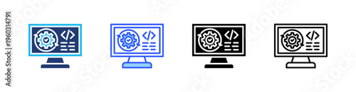 Continuous Multi Style Icon Set Vector 