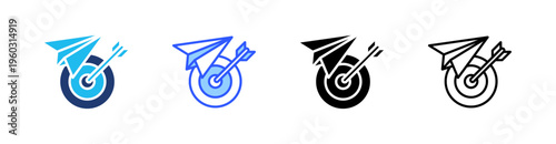 Sprint Goal Multi Style Icon Set Vector 