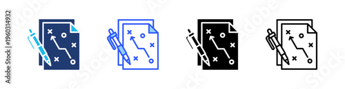 Planning Multi Style Icon Set Vector 