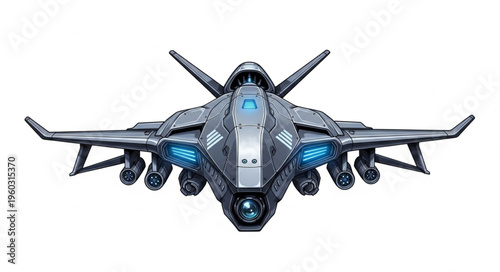 Futuristic aircraft design showcasing advanced technology and sleek aerodynamic features in flight.