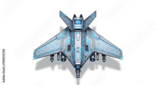 Futuristic aircraft design showcasing advanced technology and aerial capabilities in flight.