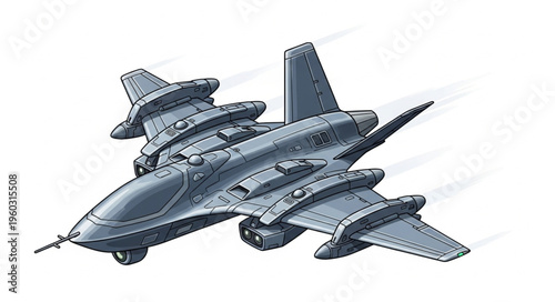 Futuristic aircraft soaring through the sky with advanced technology and design.