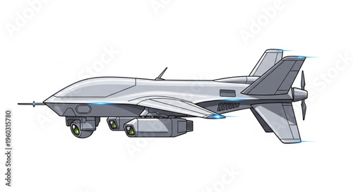 Detailed side view of a modern unmanned aerial vehicle, showcasing its design and features.