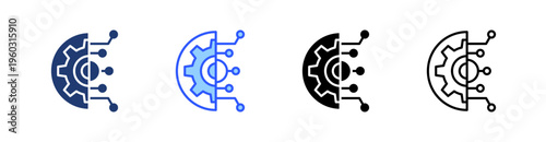 Technology Multi Style Icon Set Vector 