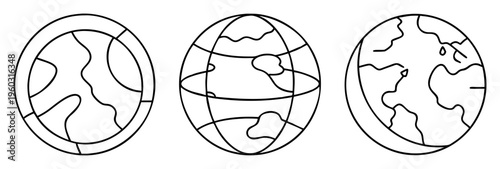 Three representations of Earth showing different drawing styles and characteristics