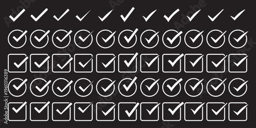 Right, wrong, tick, cross, checkmark, exclamation, question mark icons set in colorful outline and solid vector illustration.