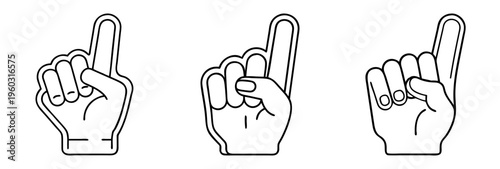 Black and white drawings of foam fingers that signify that you're number one