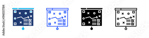 Training Plan Multi Style Icon Set Vector 