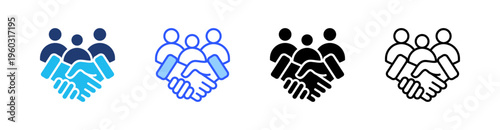 Collaboration Multi Style Icon Set Vector 